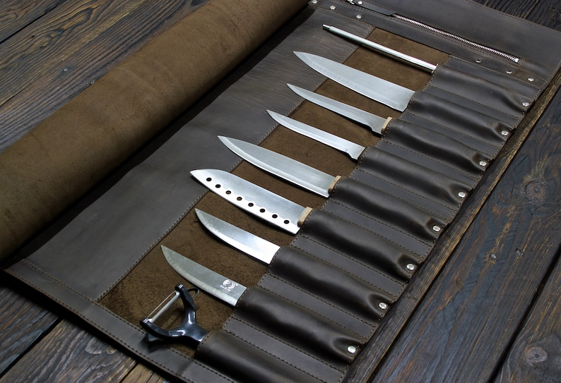 Knife Roll Leather Chef Knife Roll Tooll Roll Personalized Etsy