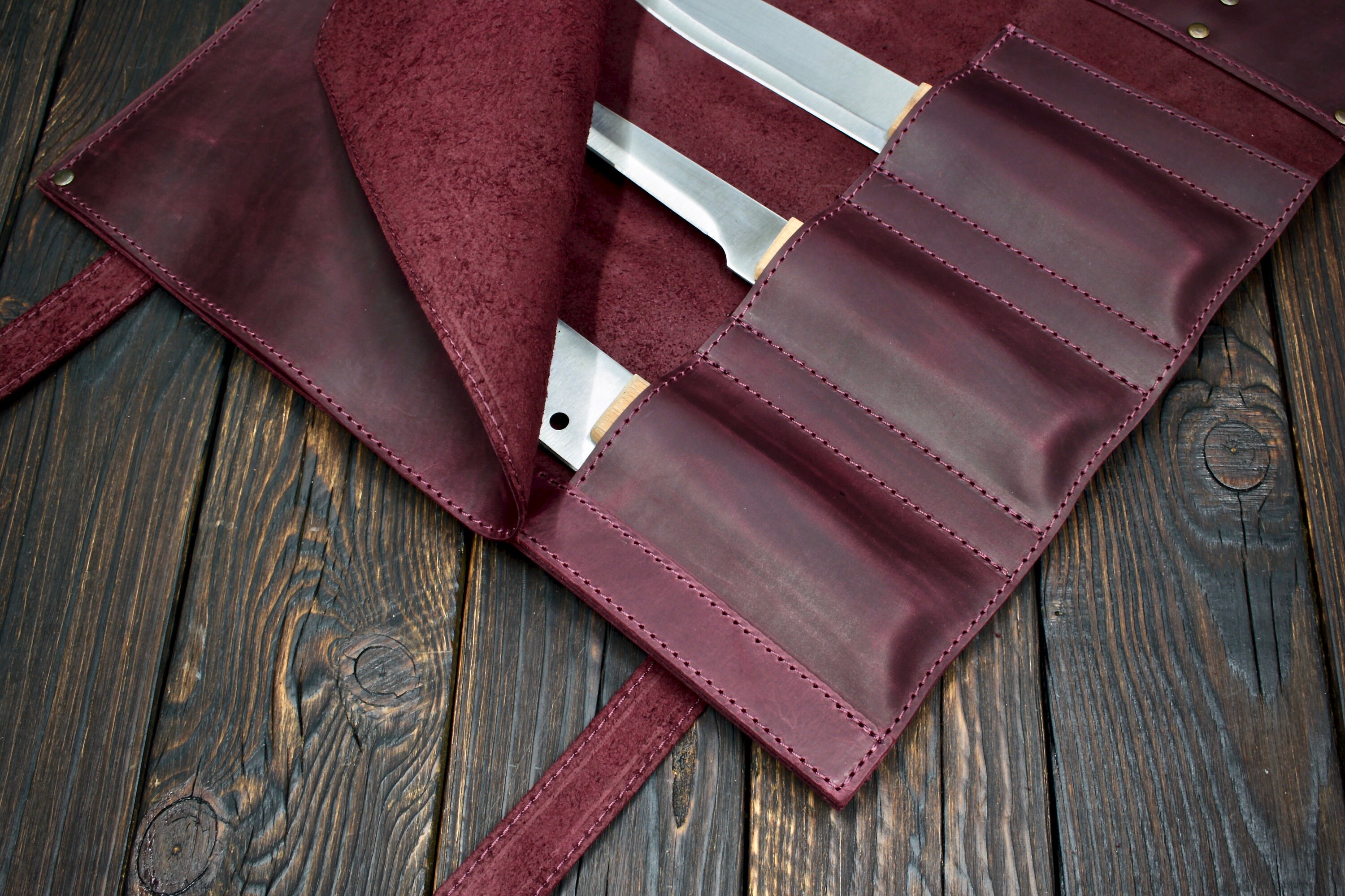 Leather Knife Roll Chefs Bag Chef Knife Roll Knife Roll Bag Etsy