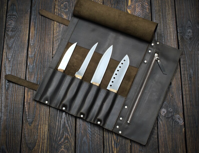 Knife Roll Leather Chef Knife Roll Tooll Roll Personalized Etsy
