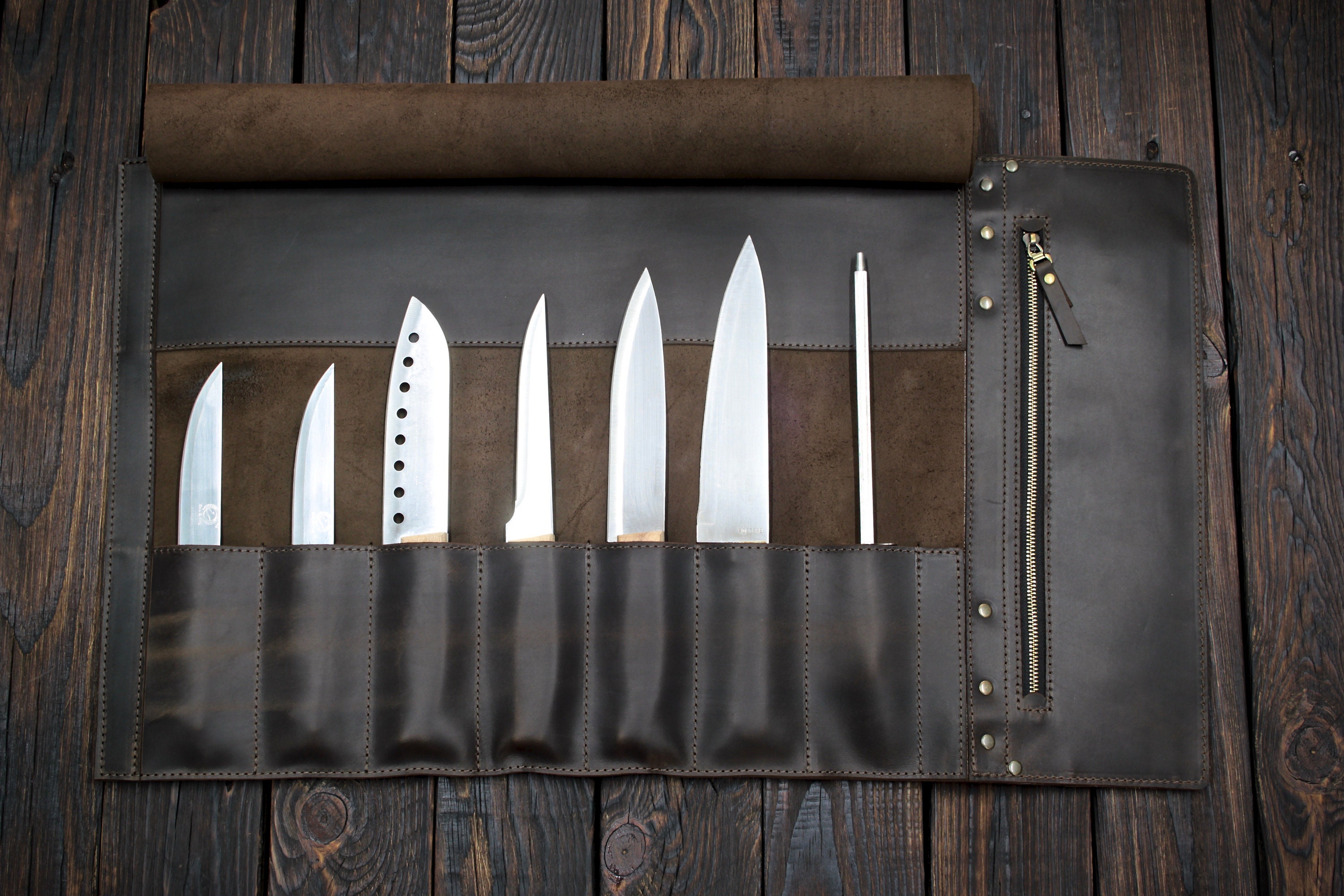 Personalized chef knife bag Leather knife roll Chef knife Etsy