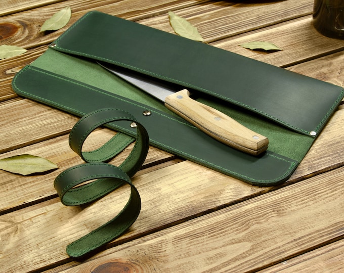 Chef Knife Holder, Leather Chefs Knife Roll, Case for One Knife, Chef