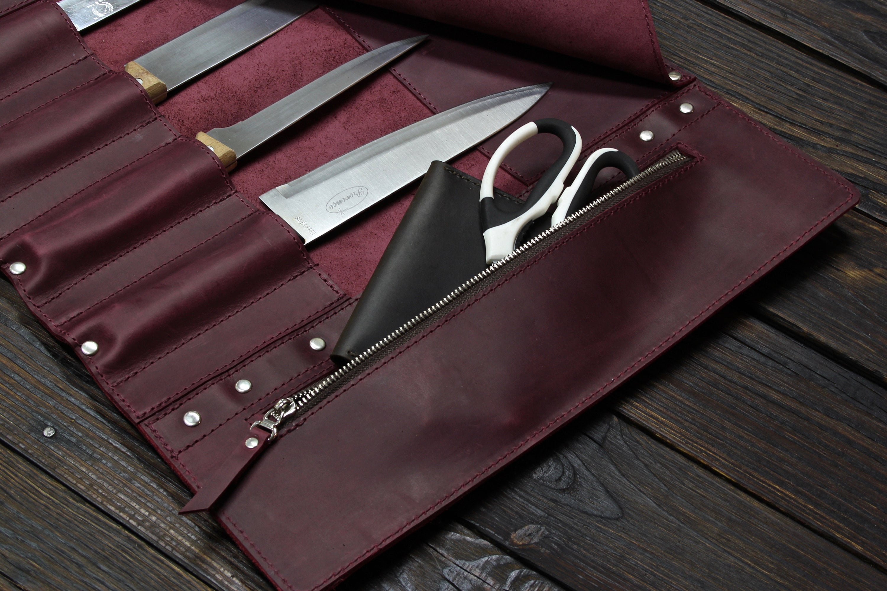 Leather Knife Roll Knife roll bag Chefs bag Personalized Roll Etsy