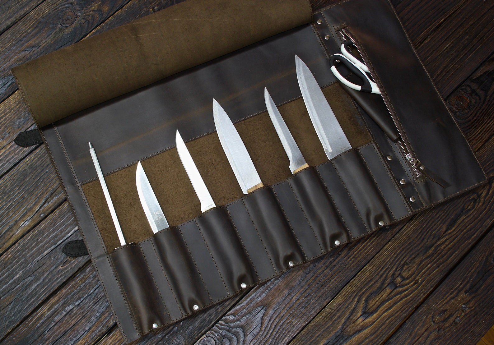 Leather Knife Roll Knife Case Chef Knife Roll Case Knife Knife Etsy