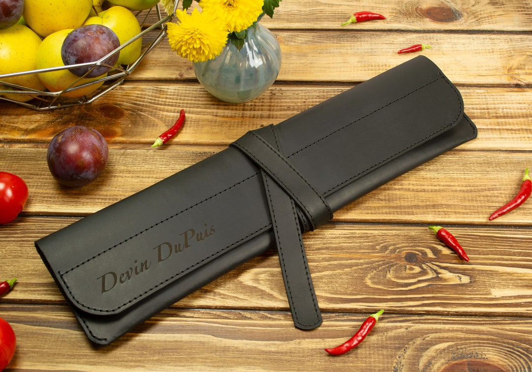 Chef Knife Holder, Leather Chefs Knife Roll, Case for One Knife, Chef