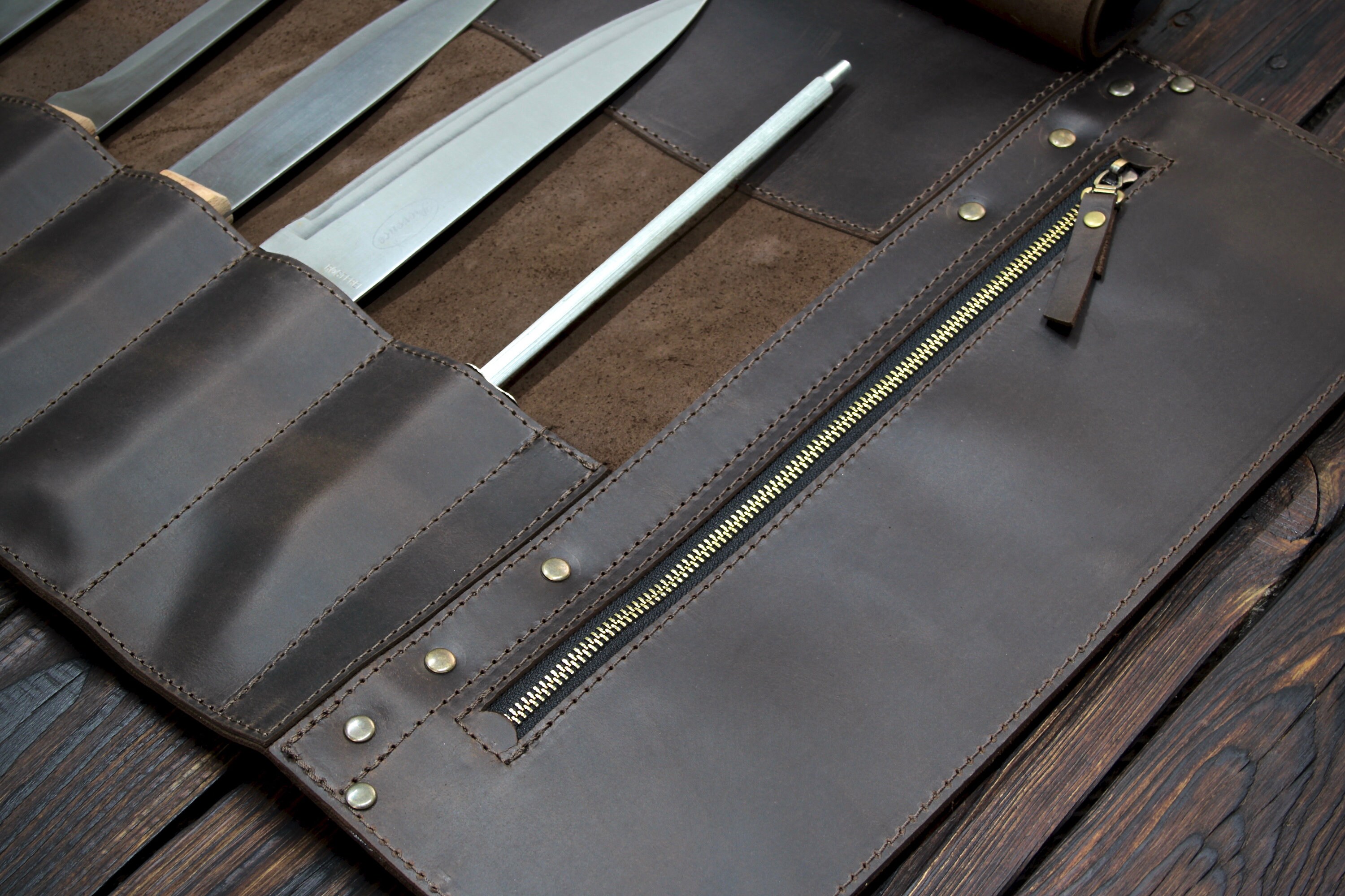 Personalized Chef Knife Bag Leather Knife Roll Chef Knife Etsy