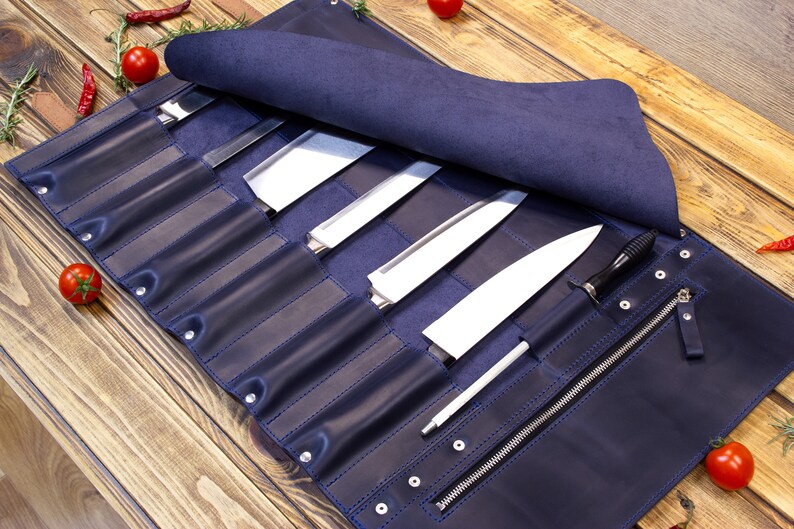Leather Knife Roll Knife Case Chef Knife Roll Case Knife Knife Etsy