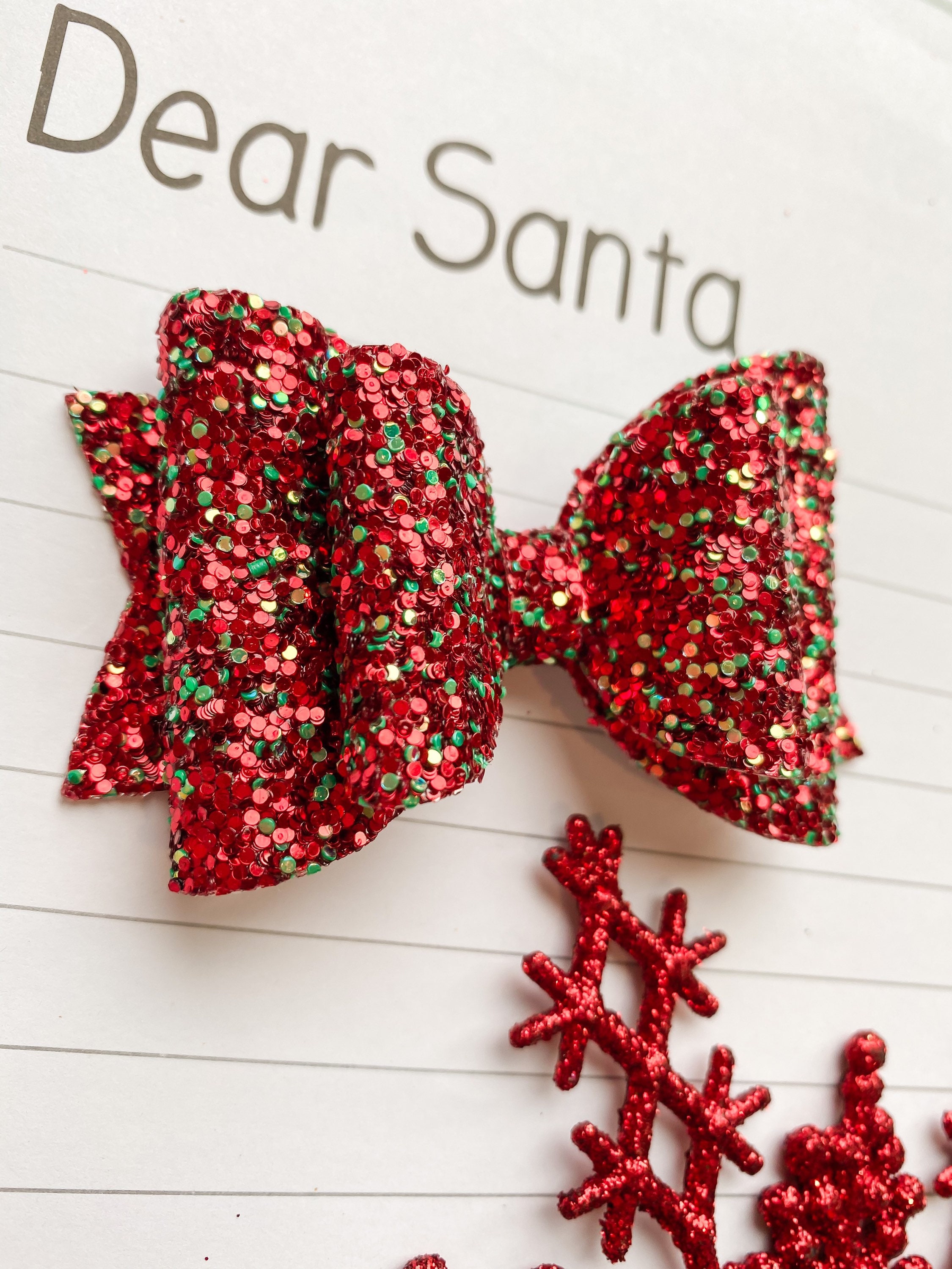 Girls Baby Christmas bow red glitter bow baby headbands Etsy