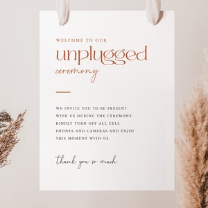 Printed Unplugged Ceremony Sign, Unplugged Wedding, Welcome To Our Unplugged Wedding Sign, Wedding Welcome Sign, No Phones Sign for Wedding