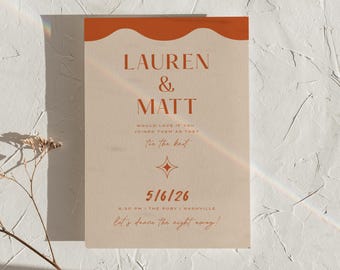 Colorful Retro Wedding Invitation Suite | Modern Printed Wedding Stationery