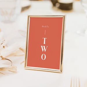 Printed Minimalist Table Number Card, Modern Wedding Table Numbers, 5x7 and 4x6 Table Numbers, Simple Clean Table Cards