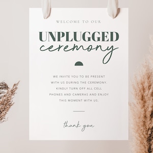 Printed Unplugged Ceremony Sign, Unplugged Wedding, Welcome To Our Unplugged Wedding Sign, Wedding Welcome Sign, No Phones Sign for Wedding