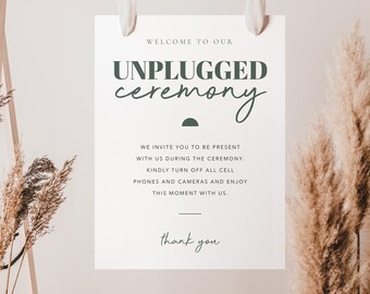 Printed Unplugged Ceremony Wedding Sign