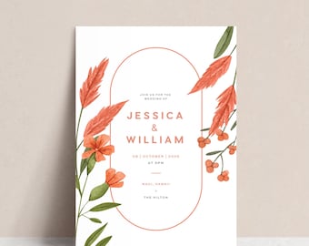 Watercolor Floral Wedding Invitations: Printed Spring Flower Invites