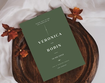 Printed Minimalist Wedding Invitation: Modern Chic Invite