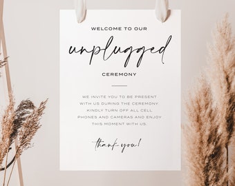 PRINTED Unplugged Ceremony Sign, Unplugged Wedding, Welcome To Our Unplugged Wedding Sign, Wedding Welcome Sign, No Phones Sign for Wedding