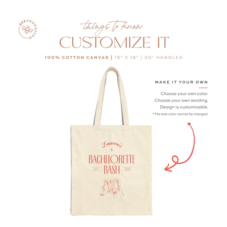 Custom Bachelorette Party Cotton Canvas Tote Bag - Etsy