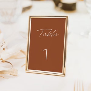 Printed Boho Table Number Card, Modern Wedding Table Numbers, Simple Table Numbers, Simple, Wedding Table Numbers