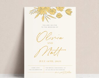 Spring Floral Wedding Invitation Suite | Editable Template | Printable Invite Set | Boho Garden Wedding