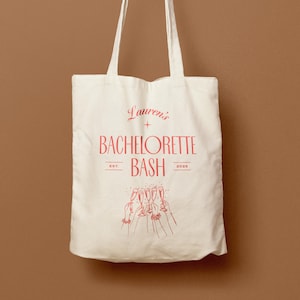 Custom Bachelorette Cotton Canvas Tote Bag, Custom Tote Bag, Custom Wedding Tote, Custom Location Tote, Bachelorette Party Favors