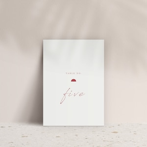 Printed Minimalist Table Number Card, Modern Wedding Table Numbers, 5x7 and 4x6 Table Numbers, Simple Clean Table Cards