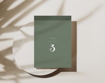 PRINTED Minimalist Table Number Card, Modern Wedding Table Numbers, 5x7 and 4x6 Table Numbers, Simple Clean Table Cards