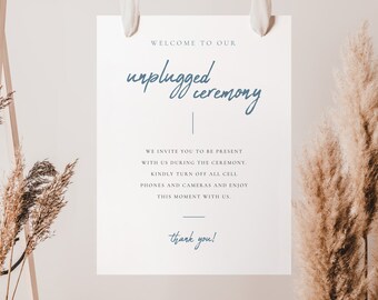 Printed Unplugged Ceremony Sign: Wedding Welcome Sign