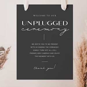 Printed Unplugged Ceremony Sign, Unplugged Wedding, Welcome To Our Unplugged Wedding Sign, Wedding Welcome Sign, No Phones Sign for Wedding