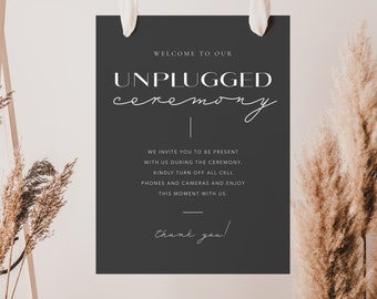 Printed Unplugged Ceremony Wedding Sign: No Phones
