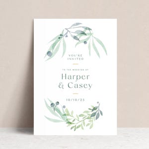Watercolor Greenery Wedding Invitation Suite | Botanical Invite Set | Elegant Foliage Stationery | Modern Garden Wedding