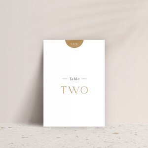 Printed Minimalist Table Number Card, Modern Wedding Table Numbers, Modern Table Numbers, Simple Clean Table Cards