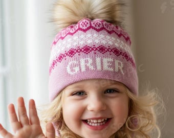 Custom knit hat for kids, Personalized knit hat, Double knitted ear flap hat, Winter hat name, Newborn Custom Winter Hat,