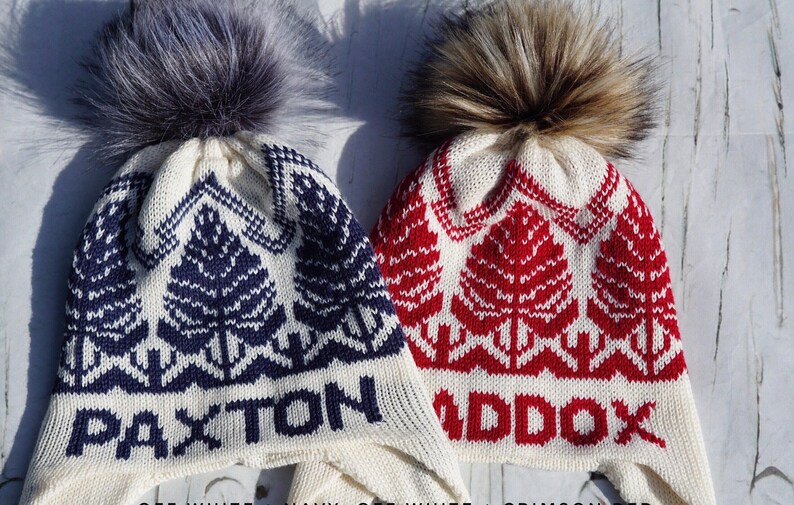 Custom Bobble Personalized Knit Hat With Name Hat With Ear Flap In