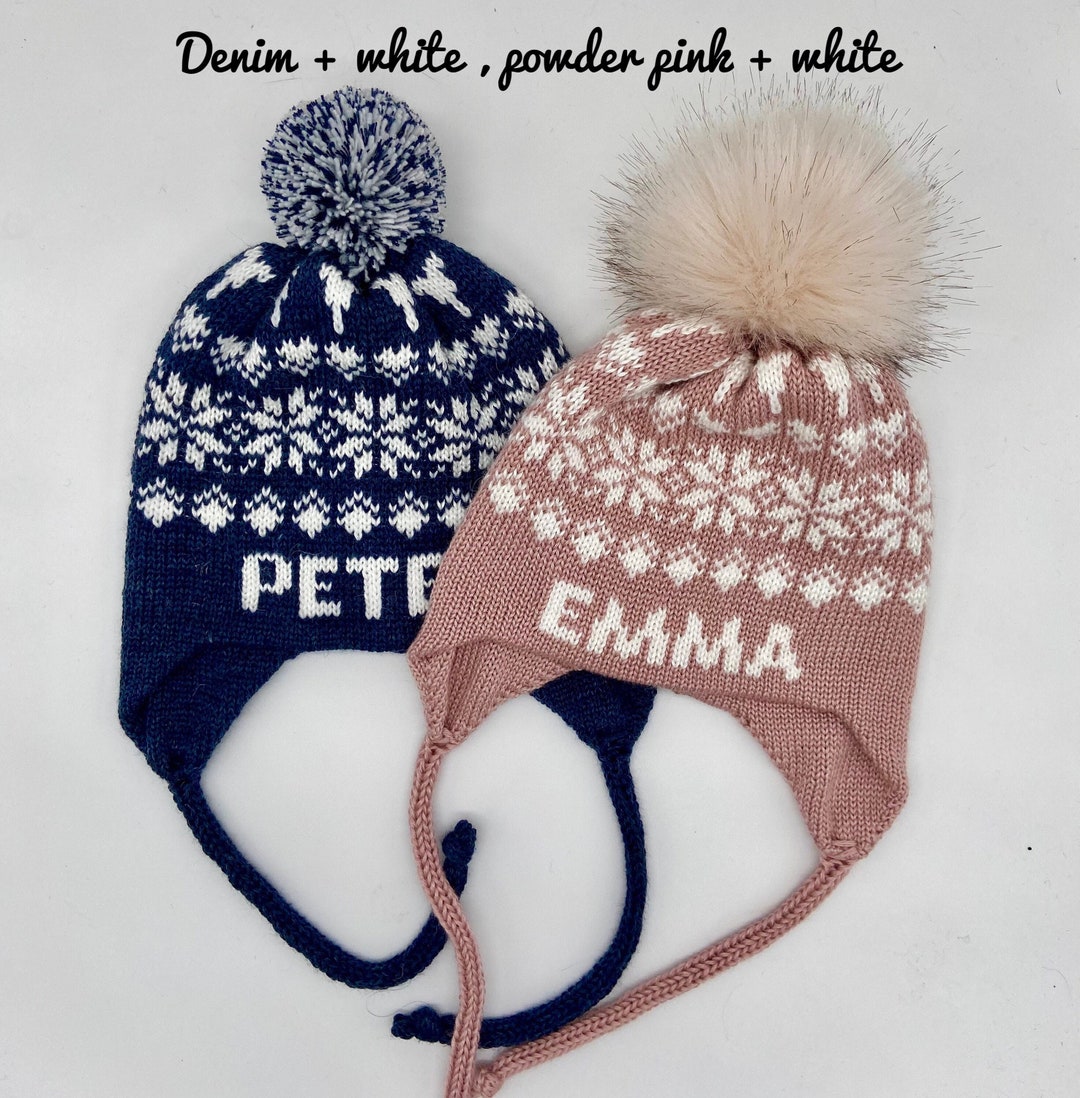 Knitted Baby Girl Winter Hat Girl Winter Hat With Name Etsy