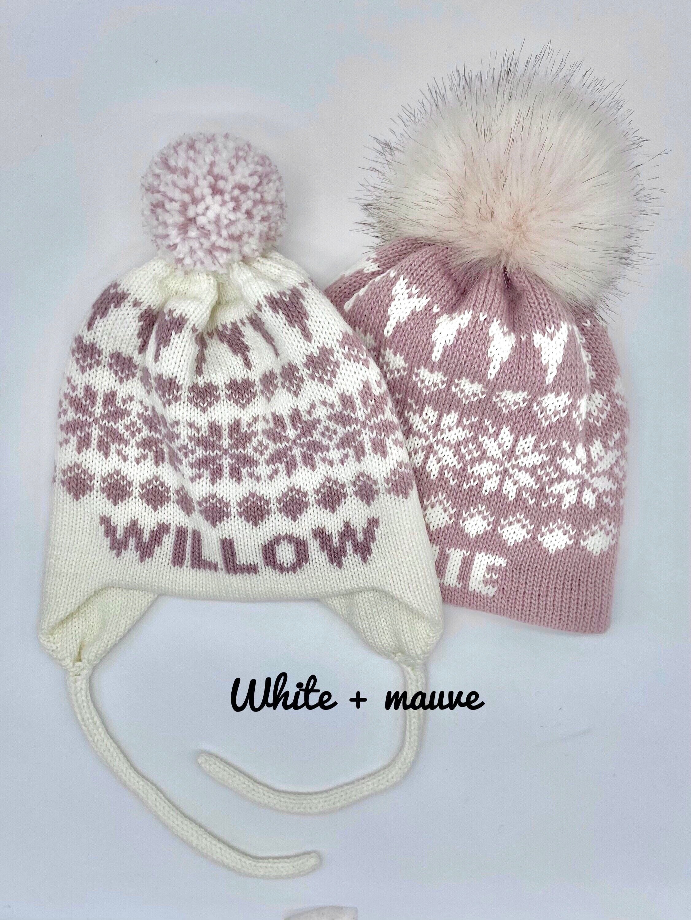 Knitted Baby Girl Winter Hat Girl Winter Hat With Name Etsy