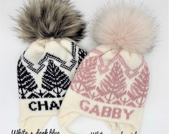 Winter hat with name, Custom knit hat for kids, Personalized knit hat, Double knitted ear flap hat, Newborn Custom Winter Hat