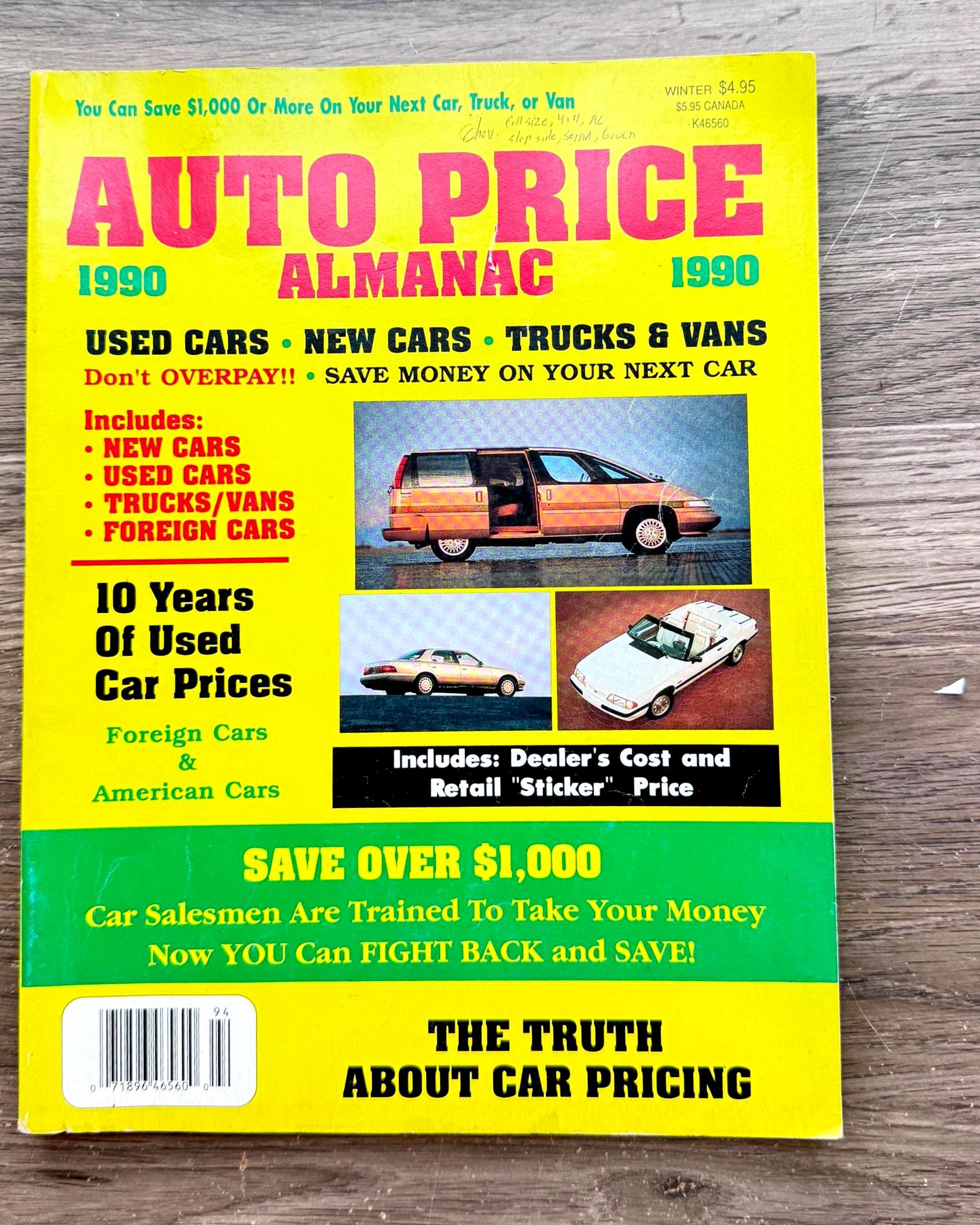 Anuario de precios de automóviles de 1990, 1989, Pace Publications / ISSN 1042-6205 / Automóviles usados y nuevos / Camionetas y furgonetas