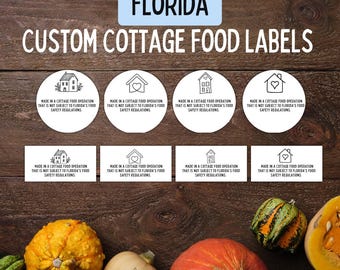 Etiquetas para alimentos caseros de Florida (30 unidades) / Productos horneados en casa / Autoadhesivas / Panadería casera
