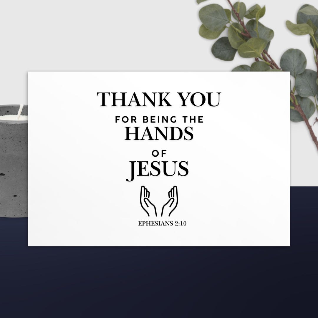 Thank You for Being the Hands of Jesus Card - Etsy