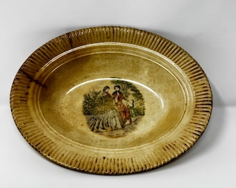 Tazón ovalado para servir verduras Godey, de la marca China Victory, Salem, Ohio