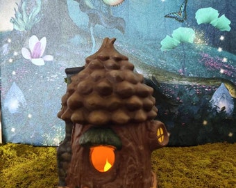 Ceramic Fairy House pinecone, Hand Painted