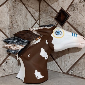 Indian Paint Horse head, Hand Painted ceramic