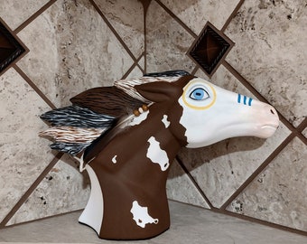 Indian Paint Horse head, Hand Painted ceramic