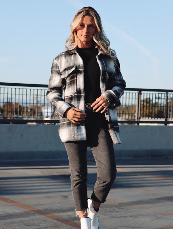 Flannel Button up Jacket Shirt Coat 
