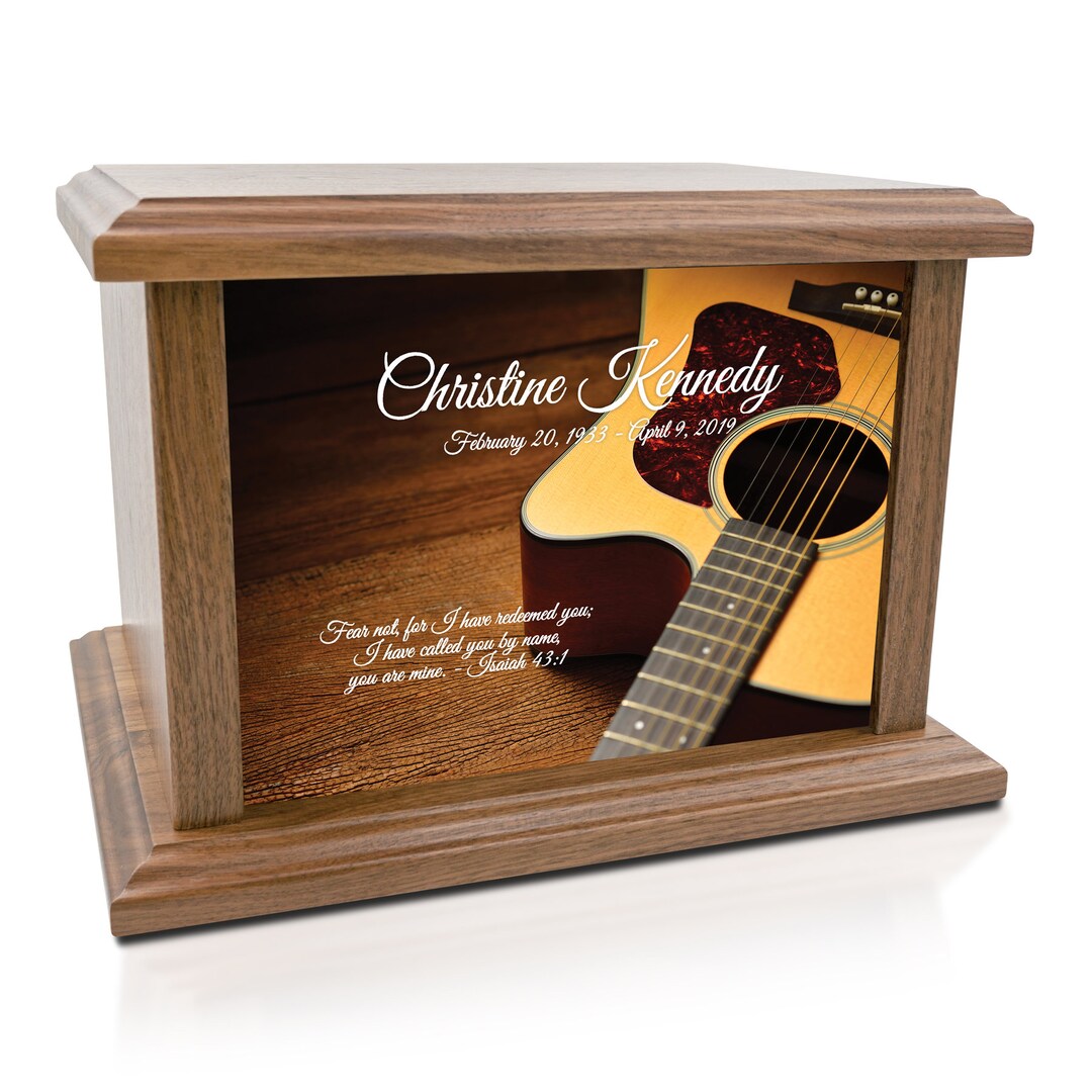 Acoustic Guitar Cremation Urn Solid Walnut Engraved Etsy