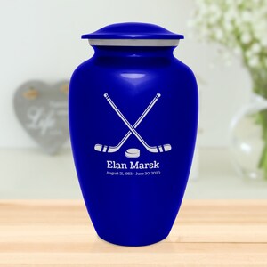 Hockey Cremation Urn - Engraved - Adult Full Size