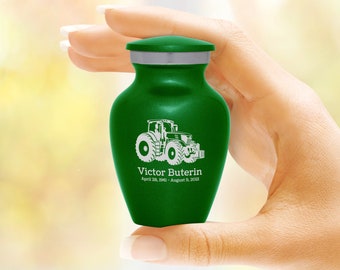 Modern Tractor Keepsake Urn - Five Colors - Engraved - For Ashes