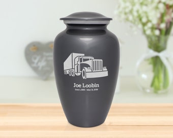 Semi Truck Adult Cremation Urn - Engraved - Five Colors Available