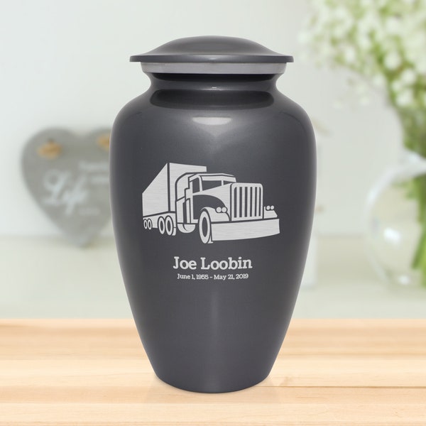 Semi Truck Adult Cremation Urn - Engraved - Five Colors Available