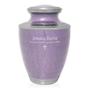 Purple Cremation Urn - Elegant  Adult Urn - Seven Artwork Options