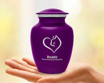 Loving Cat Cremation Urn - Personalized - Five Colors